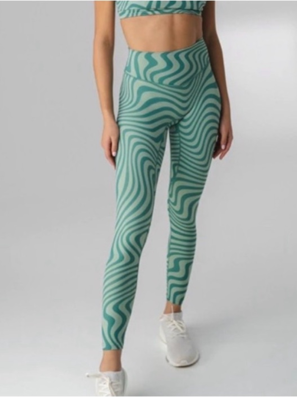 Vitality Balance Athletica Storm Pant Habitat Swirl Leggings Medium Blue Green